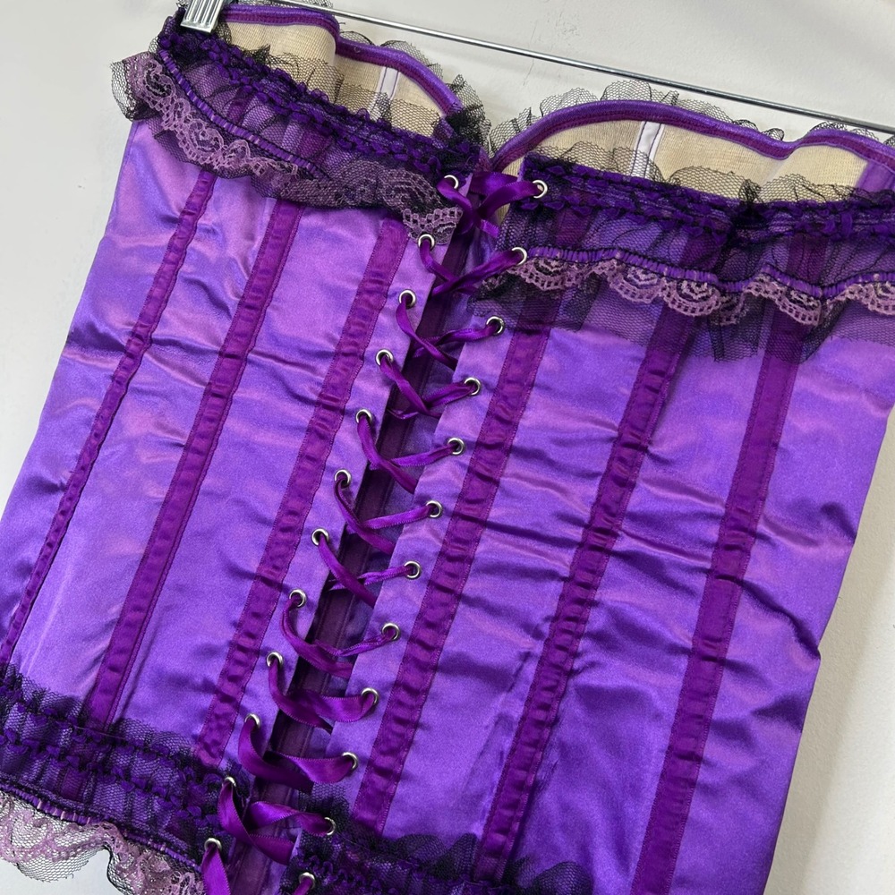Starline Purple Corset Top Women's‎ Size 34 Small Lace Up Side Zipper Coquette - Picture 8 of 9
